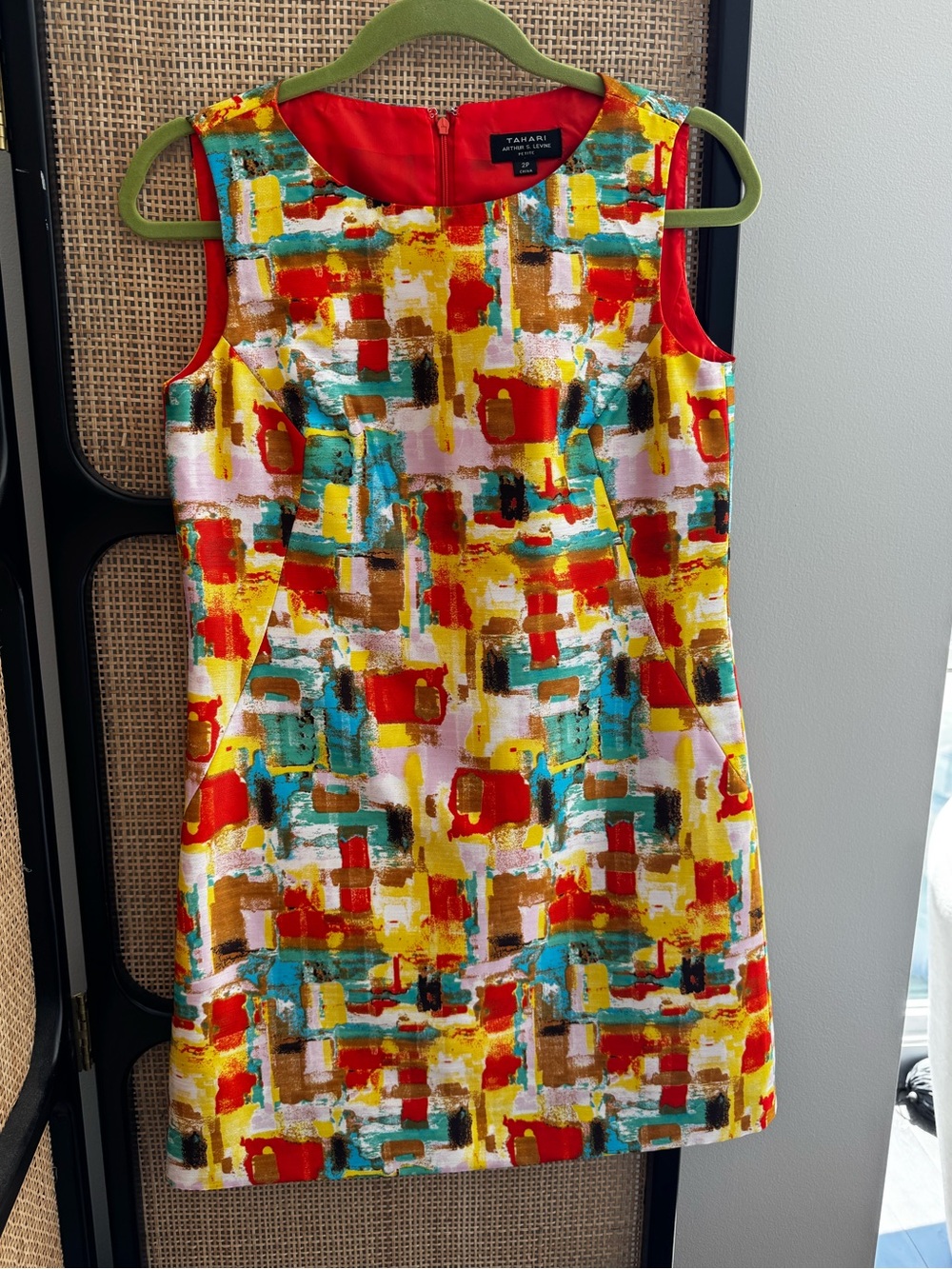 Tahari Arthur S Levine Sleeveless Abstract Print Dress
